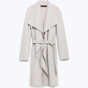 ZARA HANDMADE WRAP WATERFALL WOOL COAT GRAY